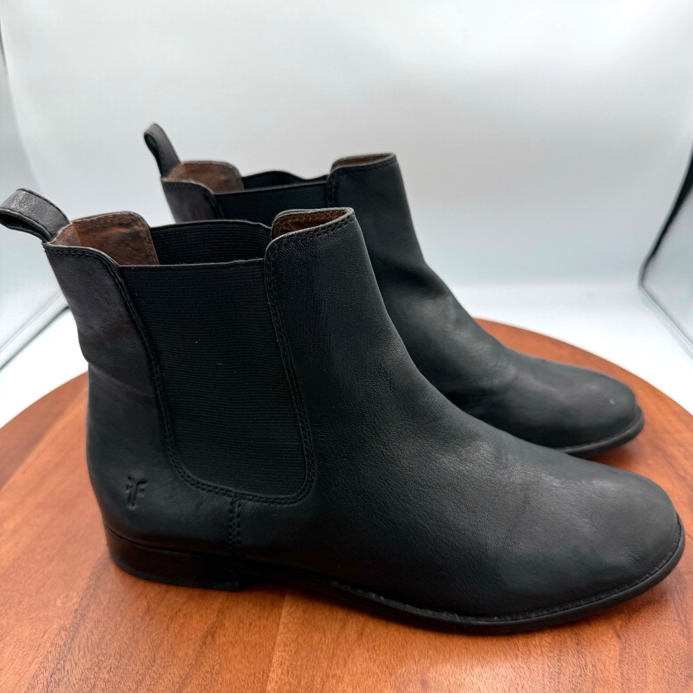 Frye Anna Leather Chelsea Boots Black‎ Ankle Pull On Womens 8.5 M 3479259